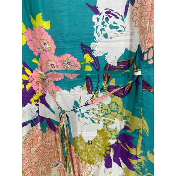 Cabi Floral Print Boho Tunic Top Button Placket 3/4 Sleeves With Tie Waist Sz S - Picture 6 of 10